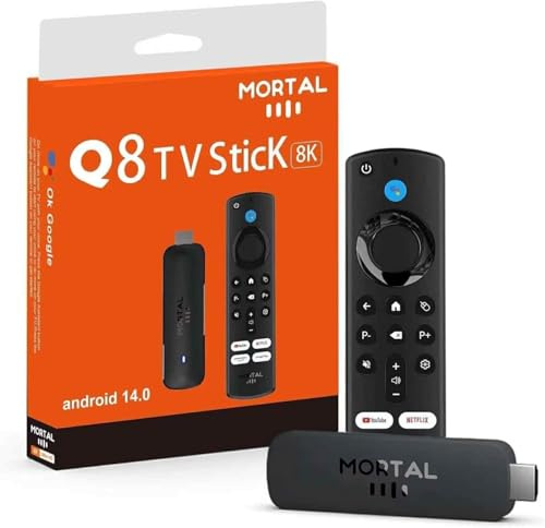MORTAL IPTV Stick UHD Android 14 (Nouvelle génération) | Smart TV Gratuite et en Direct, Chromecast Built-in, Compatible Assistant Vocal, Streaming 4K