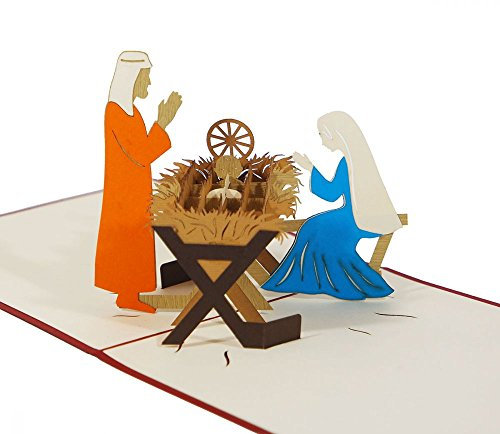 3D KARTE Weihnachtskrippe I Pop-Up Karte als Gutschein oder Gruß zu Weihnachten I Klappkarte als Weihnachtskarte