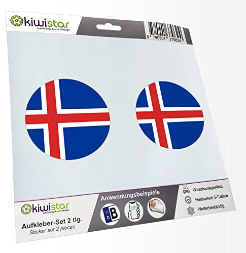 KIWISTAR - 2X Kennzeichenaufkleber - Island - Kennzeichen Aufkleber Sticker Nummernschild Land Country Nation