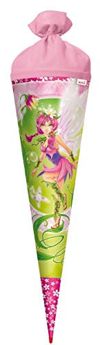 ROTH Schultüte groß Traum-Elfe 70 cm - rund Rot(h)-Spitze Filzverschluss - Zuckertüte Fee Schulanfang