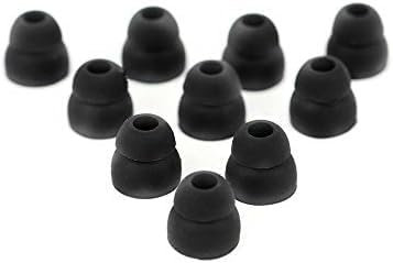 JustEarbuds 5 Pair Double Flange Earbud Headphones Replacement Silicone Ear Tips for Skullcandy, Panasonic, LG, Powerbeats, Symphonized, iFrogz, Mpow, (Black)
