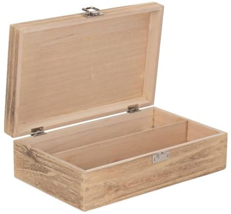Red Hamper Two Bottle Oak Effect Wooden Box, Wood, Brown, 10.5 x 31 x 35 cm