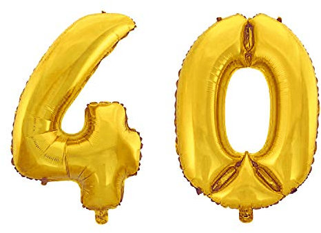 WeAreAwesome Folien-Ballon Luft-Ballon Zahl 40 Gold 60CM XL Aufpusten Geburtstag Jubiläum Jahrestag Feier
