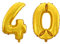 WeAreAwesome Folien-Ballon Luft-Ballon Zahl 40 Gold 60CM XL Aufpusten Geburtstag Jubiläum Jahrestag Feier
