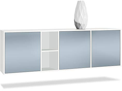 Vladon Kommode Cuba, Made in Germany, Weiß matt/Denim matt - Modernes Sideboard für Ihr Wohnbereich - (BxHxT) 182x53x35 cm