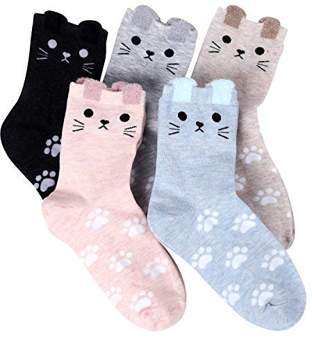 Jeasona Ladies Animal Fruit Socks Cute Funny Novelty Cotton Cat Gifts for Cat Lovers
