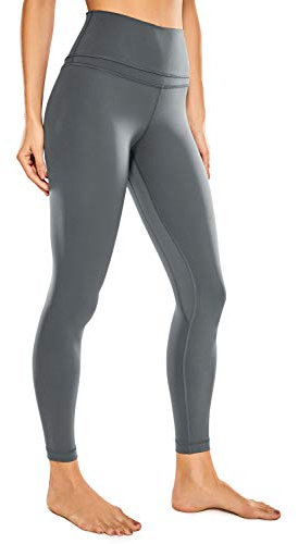CRZ YOGA Damen Sport Leggings High Wasit Sporthose Yogahose Blickdicht Lange Yoga Leggins - Naked Feeling - 63cm Dunkler Kohlenstoff 42