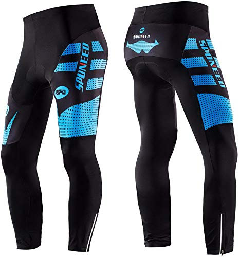 sponeed Fahrradhose, gepolsterte Ausrüstung, Fahrradbekleidung, Herren, Winter, Rennradfahrer, Hose, zum Aufwärmen, Strumpfhose, US 3XL, Blau