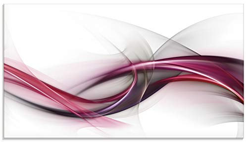 ARTLAND Spritzschutz Küchenrückwand Küche Herd Glas mit Motiv 90x50 cm Design Rückwand Bad Modern Abstrakt Muster Streifen Kunst Rot S8UL