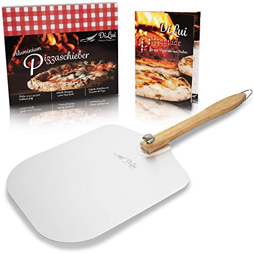 DiLui Pizzaschieber für Pizzastein - Mit intuitiv drehbarem Griff - Pizzaschaufel geeignet für Backofen und Grill - Große Fläche für 30cm XXL Pizza