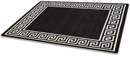 Prime Linens Super Absorbent Door Mat Non Slip - Heavy Duty Washable Doormats Floor Mats For Kitchen Office Chair Front Door Matt Indoor Outdoor | 40 X 60 cm - Greekey Black & White