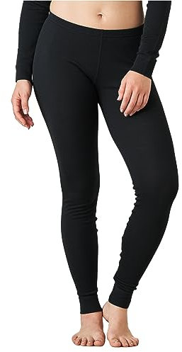 LAPASA Damen 100% Merinowolle Leggings, Premium Merino Wolle Thermo Unterhosen, warm und atmungsaktiv Thermounterwäsche Unterteile (L49), Schwarz, S