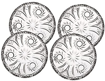 CRISTALICA Teller Kuchenteller Tortenteller aus Bleikristall 4er Set D 16cm Transparent Kristall