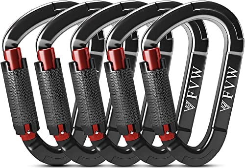 RIGINADO Karabiner-Kletterausrüstung, 5 Stück, UIAA-zertifiziert, 25 KN, automatisch verriegelnde Kletterklammern für Hängematten, Schaukeln, verschließbare Hundeleine und Geschirr, Camping, Wandern
