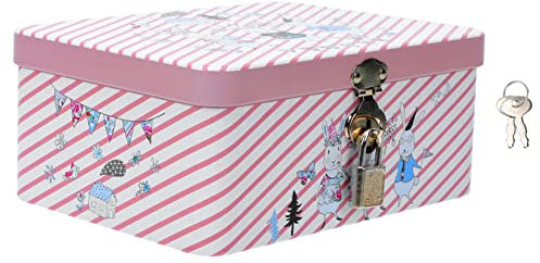 BESTonZON Kasten Blechdose Zu Ostern Kosmetikbehälter Schreibtischdekoration Behälter Für Osterkekse Lebensmittelbehälter Mit Deckel Zum Mitnehmen Tier Weißblech Metall Kleine Kiste Rosa