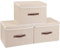 Yawinhe 3 Stück Aufbewahrungsbox aus Stoff, Faltbare Stoffboxen, Waschbare, für Schlafzimmer, Kleideraufbewahrung, 45x30x30cm, Beige, SNK018BE-L