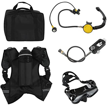 Tauchausrüstung, 2L Sauerstoffflaschen Set, 25-40 Minuten Sicherung Mini Tauchflaschen Kit tragbar Notrettung für Unterwassererkundung Taucherflasche Tauchlufttank Unterwasser Atemkit(#1)