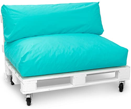 Spatium Jumbo XXL Palettenkissen Set abnehmbar Bezug wasserdicht gesteppt Palettenpolster Palettenauflage Palettensofa (Türkis, 2er Set)