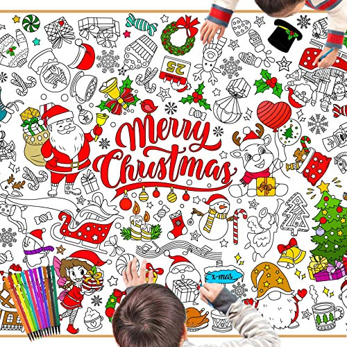 HOWAF Papier-Tischdecke zum Ausmalen Weihnachten, Ausmal-Tischdecke Weihnachten Ausmaltischdecke Kinder Weihnachts Tischdecke Papier Weihnachtstischdecke Malbuch Weihnachten für Weihnachtsdeko