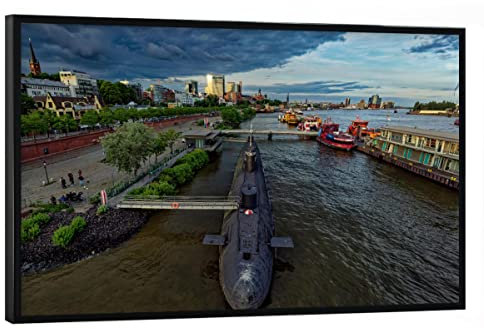 artboxONE Poster mit schwarzem Rahmen 30x20 cm Städte Museums U-Boot 434 in Hamburg - Bild Hamburg Altona Elbe