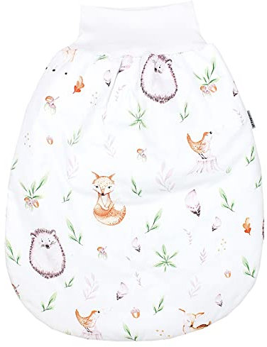 TupTam Baby Strampelsack Schlafsack mit breitem Bund Winterschlafsack für Mädchen Jungen Babyschlafsack, Farbe: Waldtiere/Igel/Rehe, Größe: 6-12 Monate
