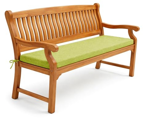 POKAR Bankauflage 100x40 cm | Bankkissen mit abnehmbarem Bezug und Bändern | Sitzauflage für Gartenbank, Sitzbank, Schaukel | Sitzpolster für Indoor und Outdoor | Oeko-TEX | Made in EU | Grün
