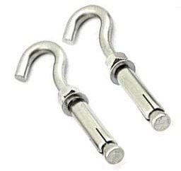 Keple M10 Gancio da parete in cemento, ancoraggio con manicotto in metallo, 10x45mm vite a gancio con tassello espandibile da 12mm e dado esagonale, fissaggio a muro per Calcestruzzo e Pietra (4 pcs)