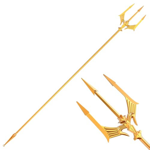 Udekit Lancia Tridente in Metallo 2 Metri di Lunghezza e Lunghezza Regolabile Costume Cosplay di Arma Poseidon a 3 Punte per Donna Adulta Uomo Festa di Carnevale di Halloween