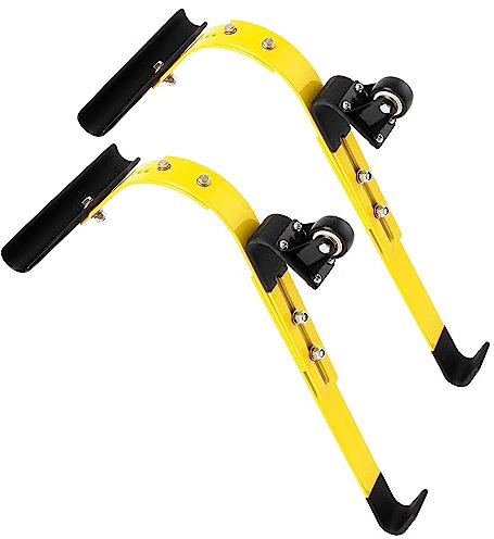2 Pack Ladder Roof Hook with 360° Rotating Universal Wheel and Rubber T-Shape Grip Bar, Heavy Duty Steel Ladder Stabilizer, 500 lbs Weight Ratin, Ladder Attachment for Roof Gutters and Steep Roofs