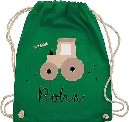 Turnbeutel Rucksack - Süßer Traktor Trecker Schlepper Bulldog - Unisize - Grün - personalisierte geschenke kinder stoffbeutel für kindergarten traktoren stoffrucksack kindergartenrucksack jungen