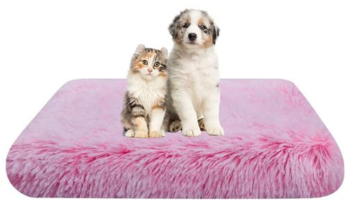FANSU Matelas Lit pour Chien Chat, Coussin pour Animaux de Compagnie Confortable Doux Peluche Panier Chien Amovible et Lavable pour Chiens de Petite et Moyenne (50x40x5cm,Dégradé Rose)