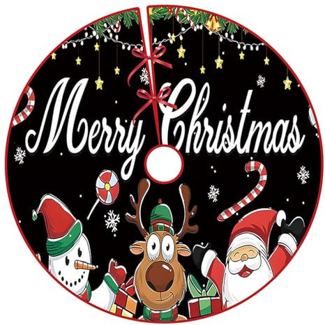 Mateju Weihnachtsbaum Rock Rot Weihnachtsbaumdecke Groß Tannenbaum Unterlage Rund Christbaumdecke Christbaumständer Teppich Baumdecke für Weihnachtsdeko Party (Schwarz,60cm)