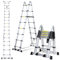 Randaco Échelle télescopique en Aluminium - 5 m (2,5 + 2,5) - Échelle Extensible - Antidérapante - Échelle Multifonction - Charge maximale : 150 kg
