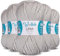 Wollidu Lina Wolle zum Stricken und Häkeln 500g 80% Polyacryl 20% Schafwolle Mulesing-frei Oeko-Tex 5x 100g/90m Häkelwolle/Strickwolle - Hellgrau