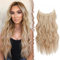 FESHFEN Secrets Hair Extensions Lange Gewellt Haarverlängerung Invisible Secret Haarextension Synthetik Haare Unsichtbarem Haarteile für Frauen Kupfer Kastanienbraun 40 cm Honigblond & Platinblond