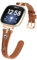 Gimuk Lederbänder Kompatibel mit Fitbit Versa 4/Versa 3 Armband für Frauen, Echtes Leder Armband Metall Bling Strass Ersatz Uhrenarmband Strap Armband für Sense 2/Sense, Small / Large, Leder, Diamant