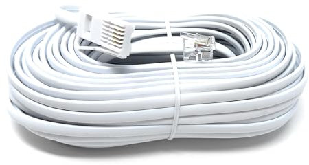 DRUT 15m BT to RJ11 4 Wire (431A) Male to Male UK Telephone Modem Lead Cable (White)