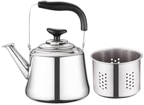 Bouilloire à thé sifflante pour cuisinière, bouilloires à thé en acier inoxydable de 1 L avec panier à infuseur amovible, chaudière à eau, théière à ébullition rapide pour la cuisine à domicile
