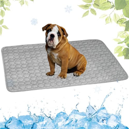 LEZUAN Cooling Mat for Dogs and Cat, Heat Relief Pet Cooling Mat for Crates, Kennels and Beds - Portable and Washable(Grey,50x60cm)
