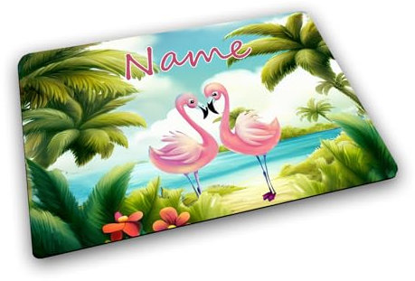 Textil Tischset mit Name/Gummirückseite/Platzdeckchen Platzset/personalisiert (Flamingo)