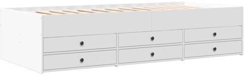 vidaXL Tagesbett, Gästebett mit 6 Schubladen mit Rollen, Schlafsofa für Schlafzimmer, Bettsofa Sofabett Daybed Bett, Weiß 90x200cm Holzwerkstoff