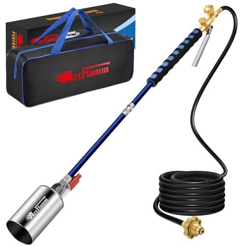 ARTFLAMM Propane Torch Weed Burner Kit with Storage Bag, Torch Gun for Outside with 10 FT Hose, Self Igniter Weed Flame Torch for Fire Pit, Roofing, Melting Snow and Ice
