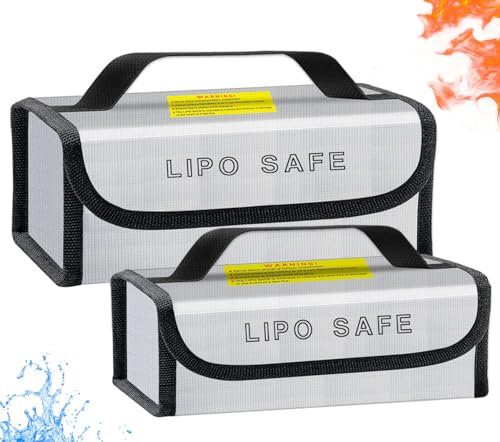 Jehaseg Lipo-Batterie-Sicherheitstasche, feuerfeste Tasche für Lipo Batterie, Aufbewahrung, Laden, Transport, Zuhause, Reisen, Büro, sichere Aufbewahrungstasche (230 x 80 x 100 mm + 185 x 75 x 60 mm)