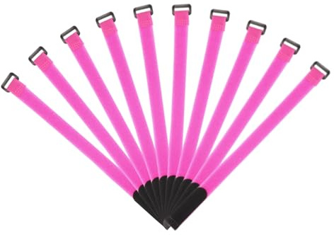 QUARKZMAN Befestigungshaken und Schlaufenkabelbinder 13,7 x 0,7 Zoll wiederverwendbar mit Schnalle verstellbarer Mehrzweck-Drahtgurt zur Kabelverwaltung Pink, Packung mit 10 Stück