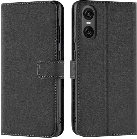Verco Coque pour Sony Xperia 10 VI, Housse Portefeuille pour Sony 10 VI Etui en Cuir Synthétique Fonction Stand Case, Noir