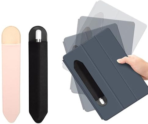 AFCJLTO 2 x Apple Pencil Halter, Hülle & Etui für iPad Stift, elastischer Stift- und Hüllenhalter, für unterwegs, sicherer Schutz mit selbstklebender Rückseite für praktische und einfache Aufbewahrung