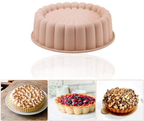 QUTHZZHY Silikon Backform 8 Zoll, Charlotte Kuchenform Sonnenblume Runde Silikonformen, Silikon Backformen Rund, Antihaftbeschichtet, Wiederverwendbar, Geriffelt für Käsekuchen und Brownie-Törtchen