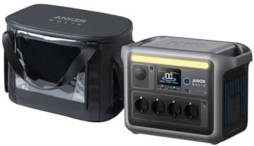 Anker SOLIX C1000 tragbare Powerstation mit wasserfester Tragetasche, 1800W Solargenerator, 1056Wh LFP (LiFePO4) Akku, 4 AC-Steckdosen