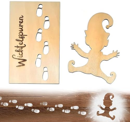 FiveMileBro Wichtelschablone fußabdrücke, wichtel fußabdrücke, kreativset wichteltür zubehör weihnachtswichtel, Holz wichtel fußabdrücke Schablone Fenster Weihnachten deko (A)