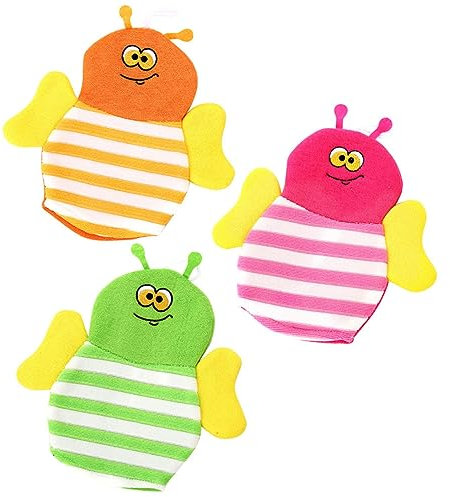 3st Badehandschuhe Für Kinder Süße Badepuppe Kinderhandschuhe Tierischer Duschhandschuh Tiere Waschhandschuhe Duschstoß -badeschwamm -waschlappen Polyester Baumwolle GREENADSCAPE